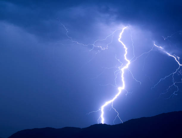 storm in the night time nature power, thunderbolt lightning in the night time. lightning storm natural disaster cloud stock pictures, royalty-free photos & images