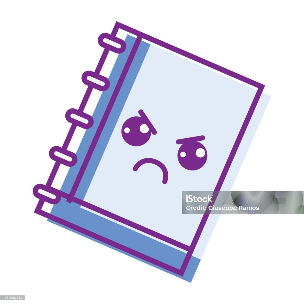 Angsty Notebook Kawaii Cute Angry Notebook Tool Stock Illustration - Download Image Now ...