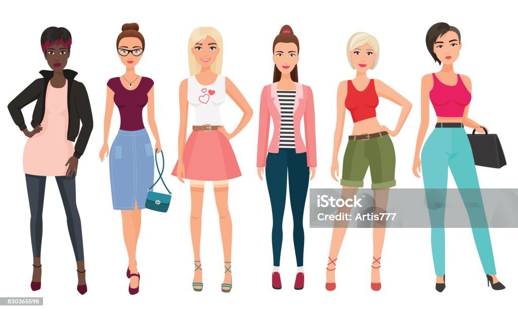 Casual Fashion For Beautiful Female Woman On White Cartoon Teenage Girl In  Everyday Dress Vector Illustration Stock Illustration - Download Image Now  - iStock