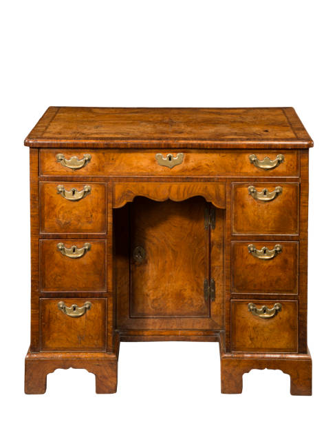 istock Old antique ladie's kneehole walnut Georgian writing desk 830366010