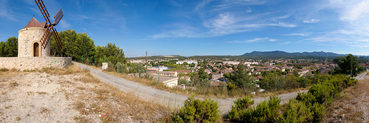 Panoramic view and windmill in Gardanne France