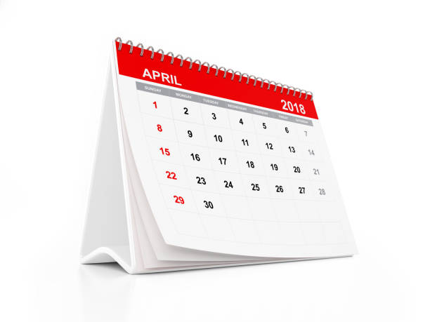 istock 2018 Monthly Red Desk Calendar: April 830384588