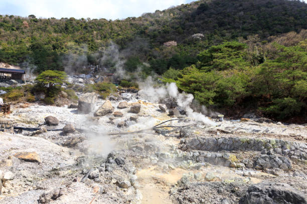 istock Steam and hot spring in Unzen mountain in Japan 830405998