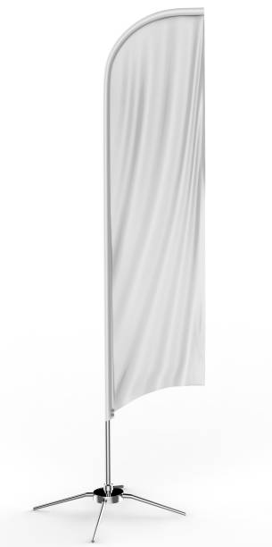 leere weiße konkave feather flag outdoor-werbung schild fahnenbanner oder vertikale wind banner mock-up vorlage isoliert auf weißem hintergrund. - information sign fotos stock-fotos und bilder