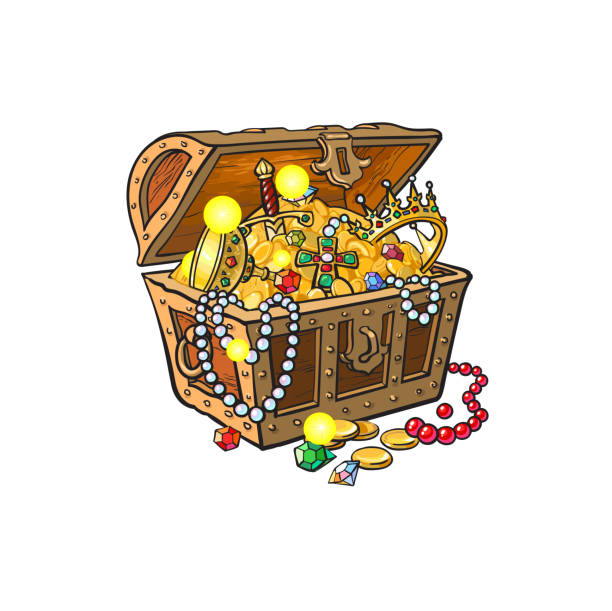 Vector Opened Treasure Chest Full Of Golden Coins Stock Illustration -  Download Image Now - Treasure Chest, Open, Box - Container - iStock