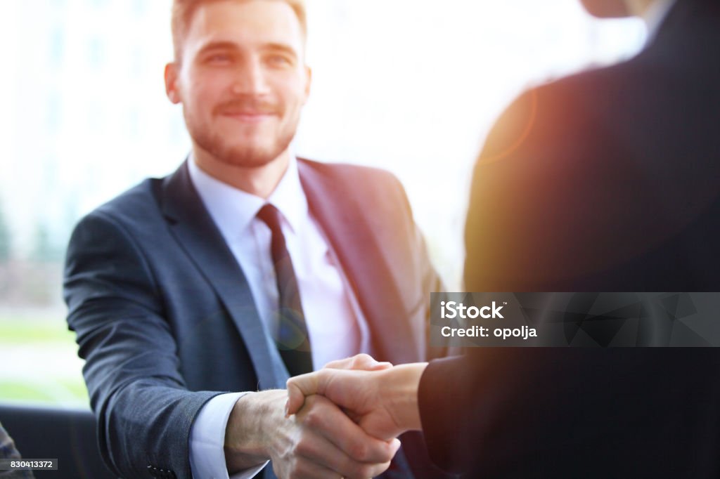 Business people shaking hands, finishing up a meeting. Business people shaking hands, finishing up a meeting Handshake Stock Photo