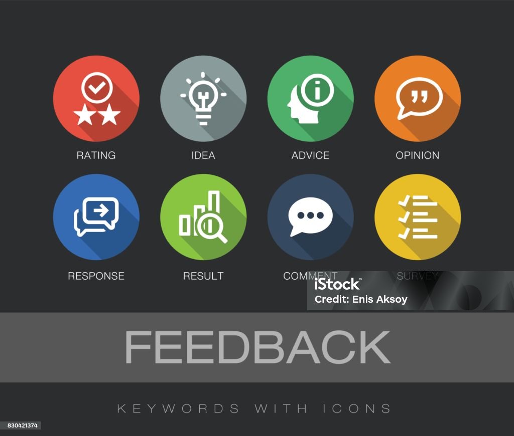 Feedback keywords with icons Questionnaire stock vector