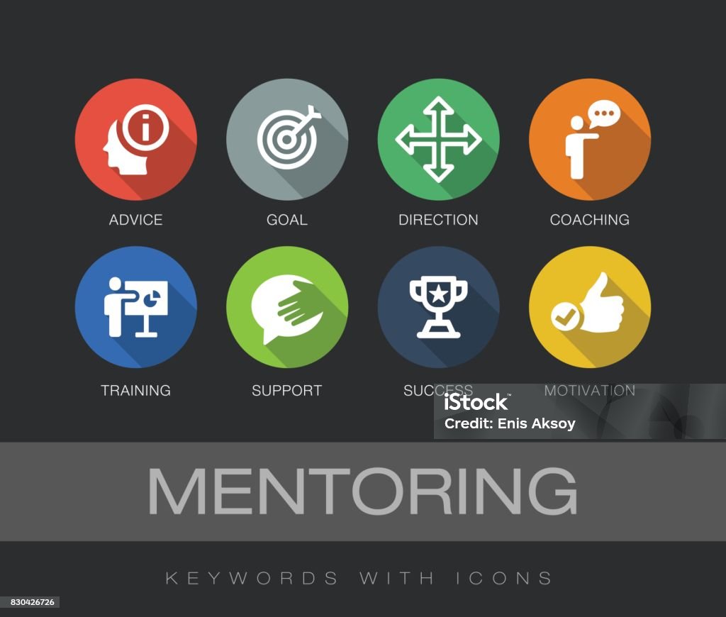 Mentoring keywords with icons Advice stock vector