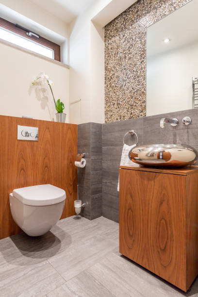 istock Elegant bathroom with toilet 830465206