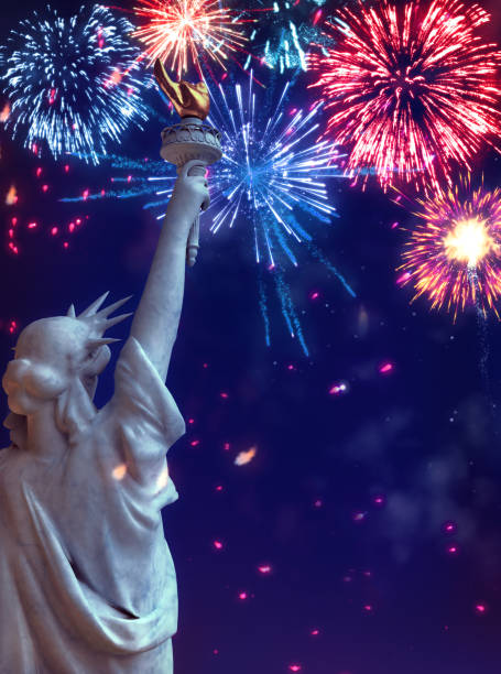 istock Statue of Liberty July 4 Fireworks 830479694