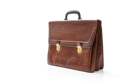 Old leather briefcase