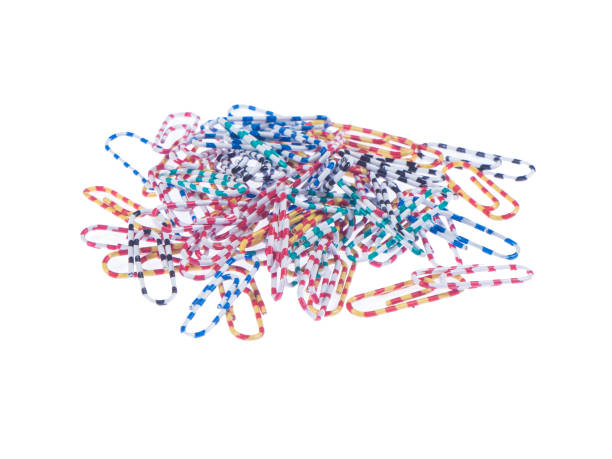istock Colorful paper clips on white isolated background with sharp focus 830502132