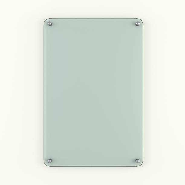 istock Glass plate fastened to wall with metal rivets 830502154