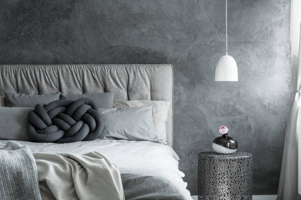 istock Bedroom with DIY knot cushion 830504062