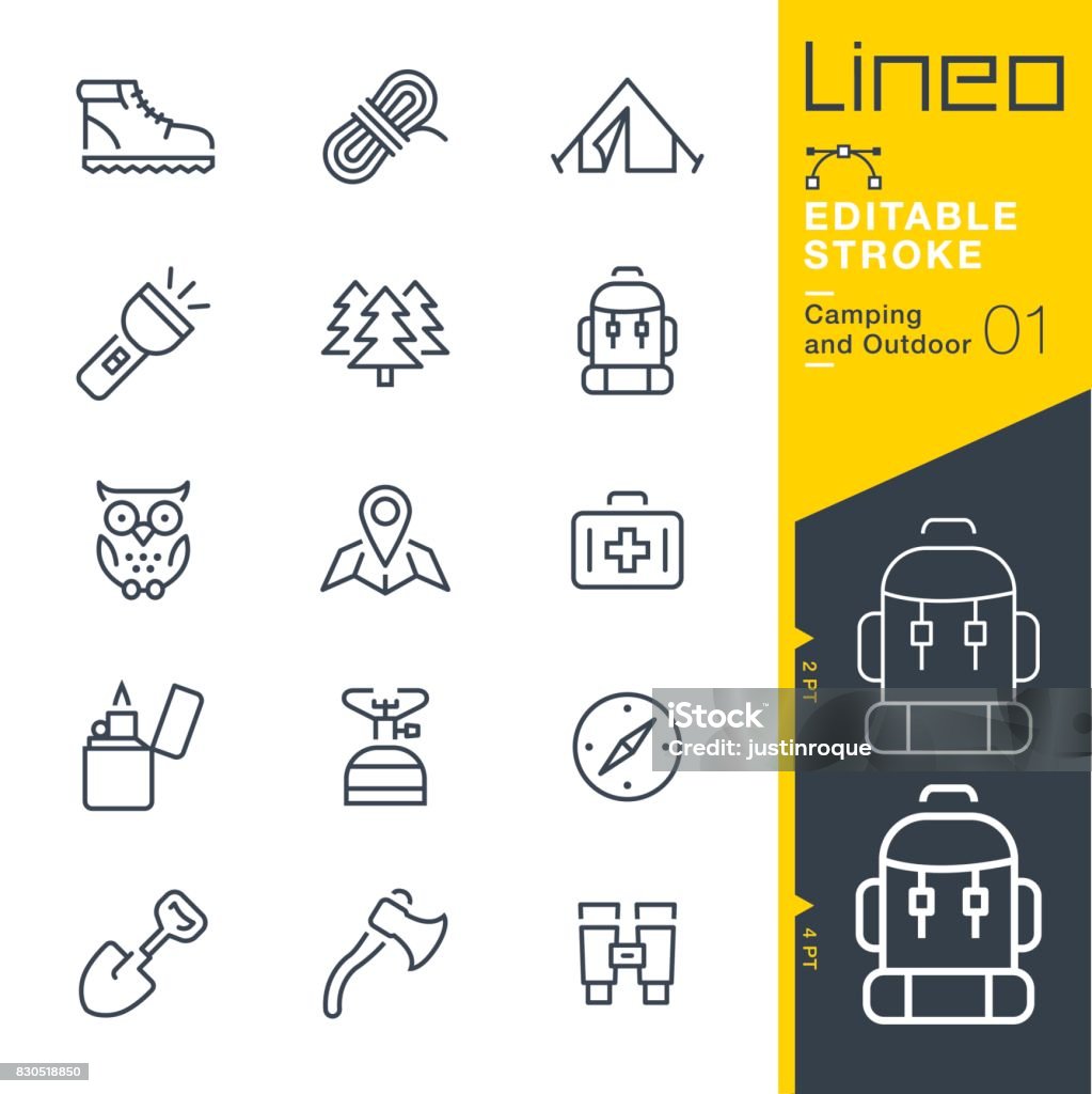 Lineo Editable Stroke - Camping and Outdoor outline icons Vector Icons - Adjust stroke weight - Expand to any size - Change to any colour Icon Symbol stock vector