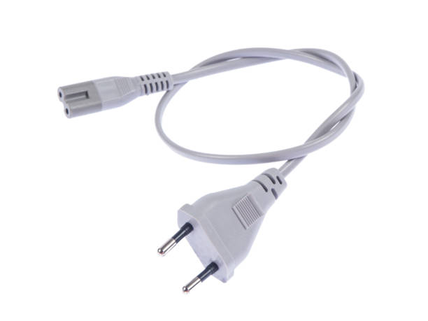 istock Gray power cable with plug over white isolated background 830526908