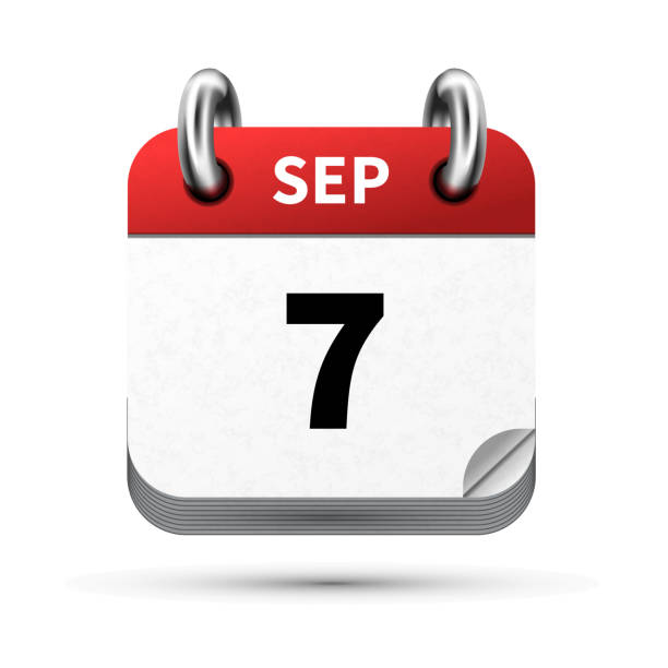 istock Bright realistic icon of calendar with 7 september date isolated on white 830541446