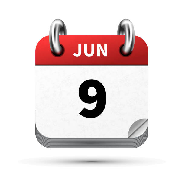 istock Bright realistic icon of calendar with 9 june date isolated on white 830547172