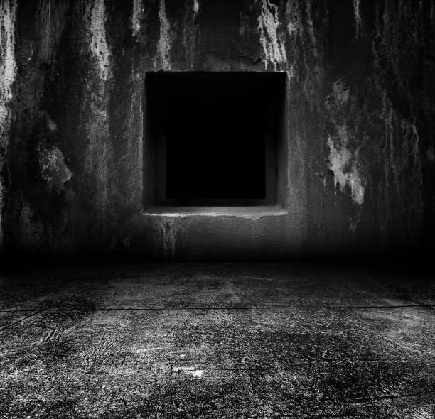 istock Square hole on old cement wall with floor for add an ideas,Horror background 830562086
