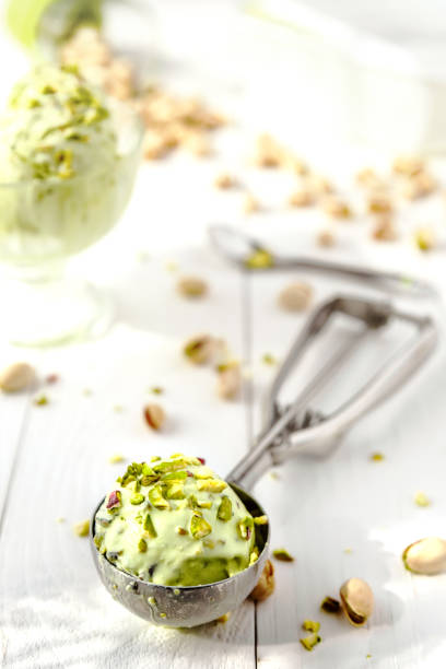 Pistachio ice cream stock photo