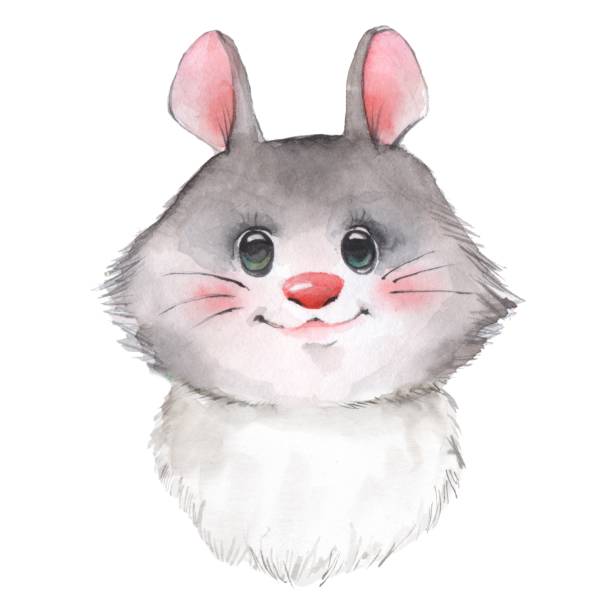 Watercolor mouse mouse, cute watercolor illustration baby mice stock illustrations