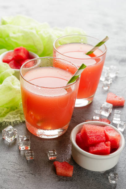 istock Two bottles of watermelon juice 830642928