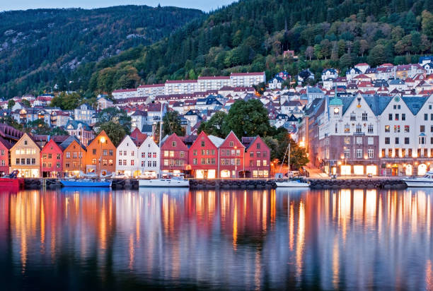 istock Night View Of Bergen Cityscape, Norway 830648434