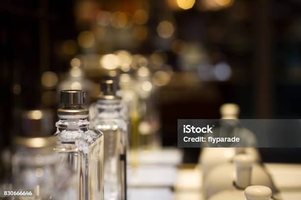 Perfume Bottles In Store Display Shelf Stock Photo - Download Image Now - Perfume, Scented, Luxury