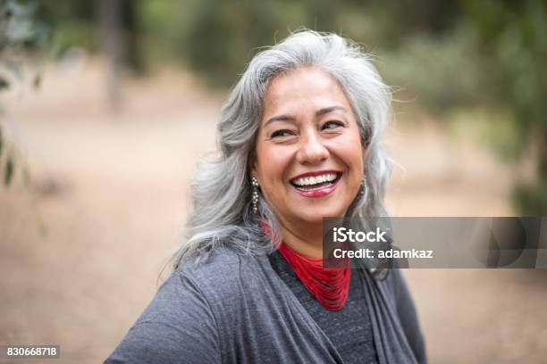 Beautiful Mexican Woman With White Hair Stock Photo - Download Image Now - Women, One Woman Only, Senior Adult