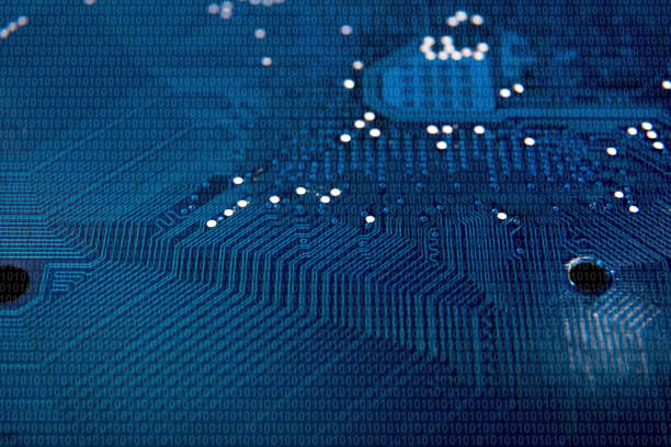 istock Blue circuit board background of computer motherboard 830678094