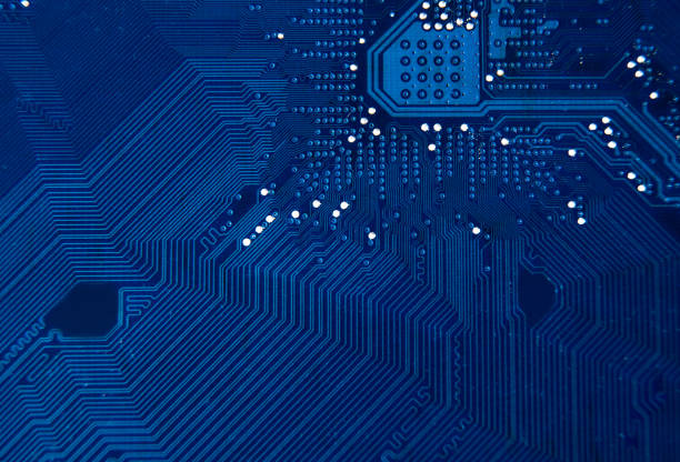 istock Blue circuit board background of computer motherboard 830678536