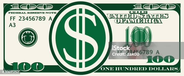 Design Bill One Hundred Dollars Stock Illustration - Download Image Now - American One Hundred Dollar Bill, US Paper Currency, Dollar Sign