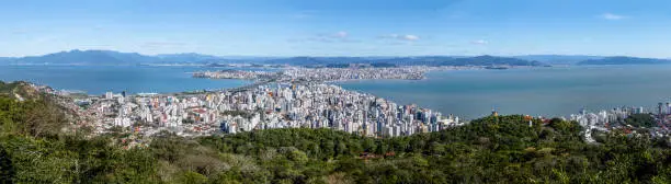 Panoramic Aerial view of Dowtown Florianopolis City - Florianopolis, Santa Catarina, Brazia