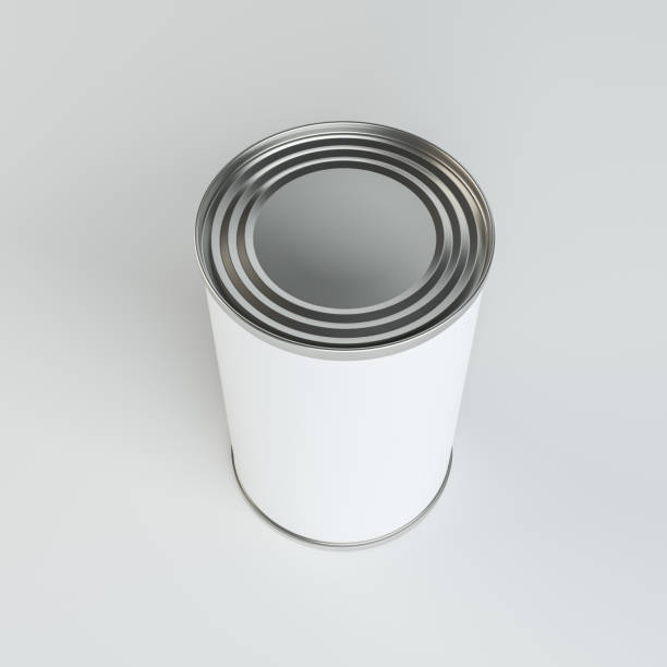 istock Metal tin can with white paper label 830693022