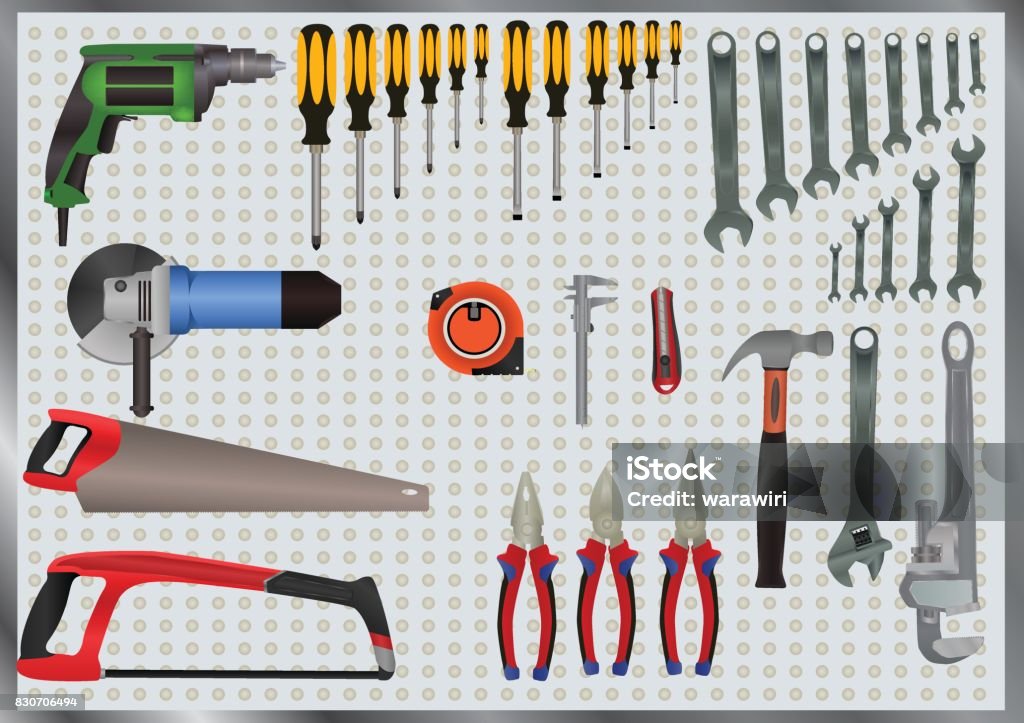 Hand Tools Themes Hand Tools Set Stock Illustration - Download Image Now - Adult, Black ...