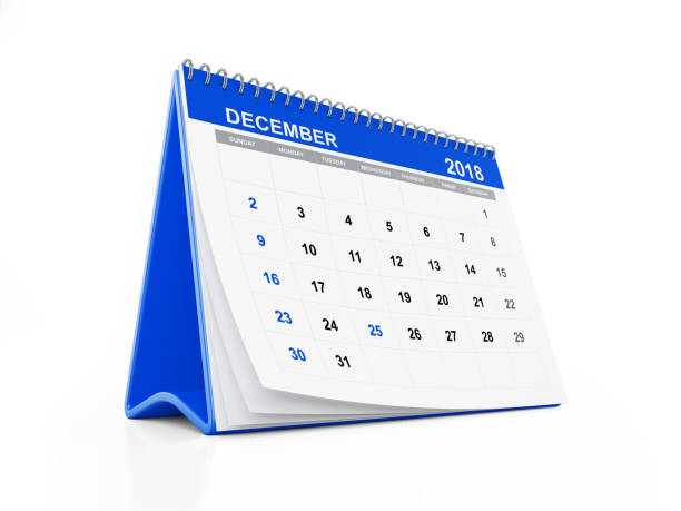 istock 2018 Monthly Blue Desk Calendar: December 830713028
