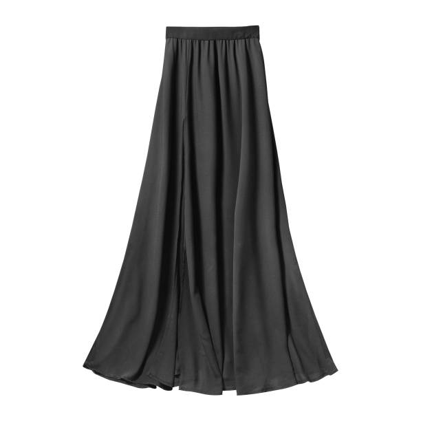 istock Black airy subtle long elegant maxi skirt isolated white 830721594