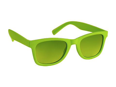 Chartreuse green sunglasses isolated on white