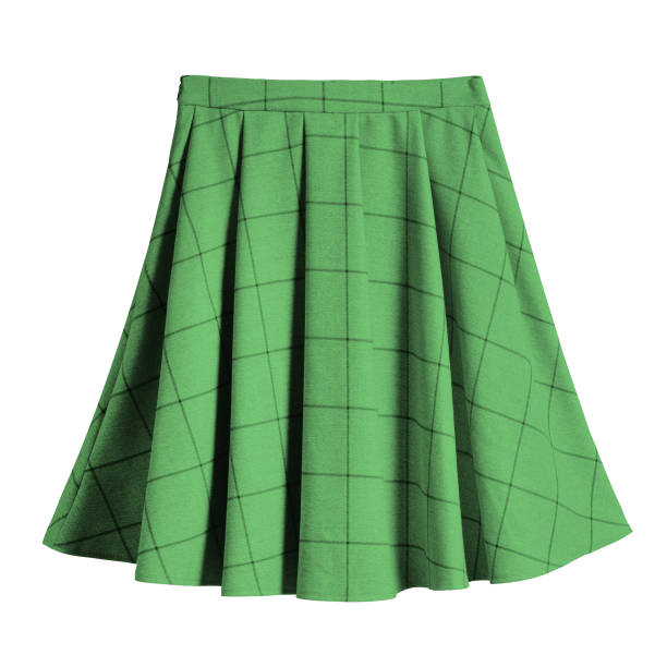 istock Green checkered pleated cotton midi skirt isolated 830721740