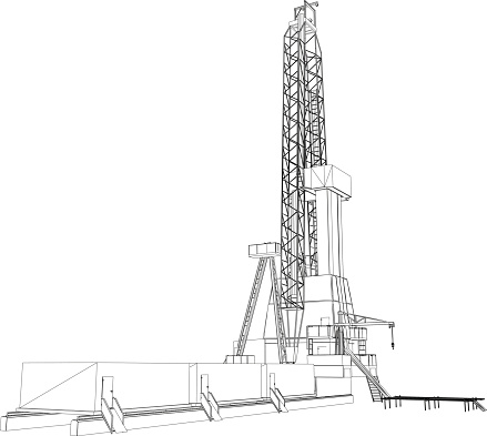 Oil rig. Detailed vector illustration isolated on white background. Vector rendering of 3d