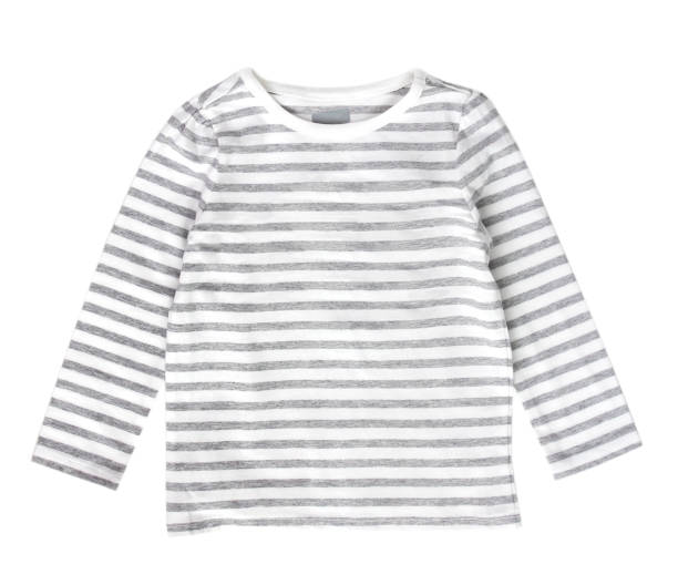 istock White grey strips child's shirt isolated. 830737762