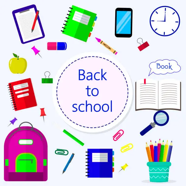 Vector illustration of Back to school background, vector illustration.