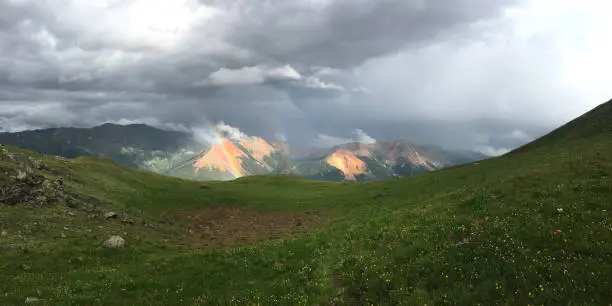 Photo of Panormaic of the Red Mountains and Double Rainbow
