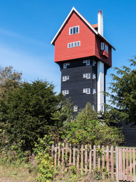 Thorpeness, United Kingdom - April 19th, 2017 : The House in the Clouds is one of the UK's most famous follies, it was built in 1923 and was originally a water tower. It was converted to a house in 1979.  It is situated in Thorpeness, Suffolk, UK.