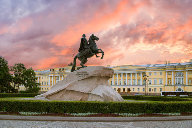 Monument to the Bronze Horseman in St. Petersburg stock photo