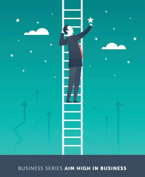 Vector illustration of Aim High in Business