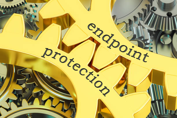 istock endpoint protection concept on the gearwheels, 3D rendering 830805920
