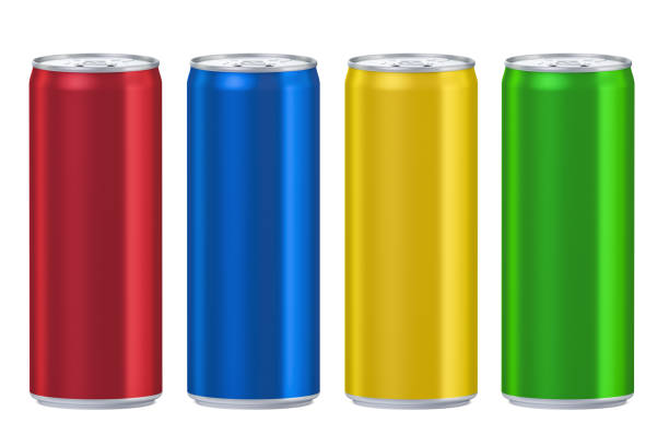 istock Set of colored drink metallic cans, 3D rendering isolated on white background 830806166