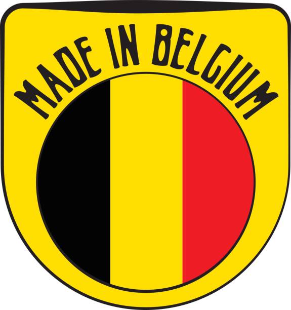 ilustraciones, imágenes clip art, dibujos animados e iconos de stock de hecho en signo de bélgica - belgium belgian flag flag shield