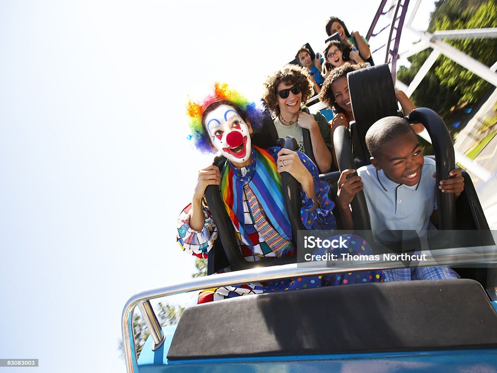 clown and people on a roller coaster  Rollercoaster Stock Photo